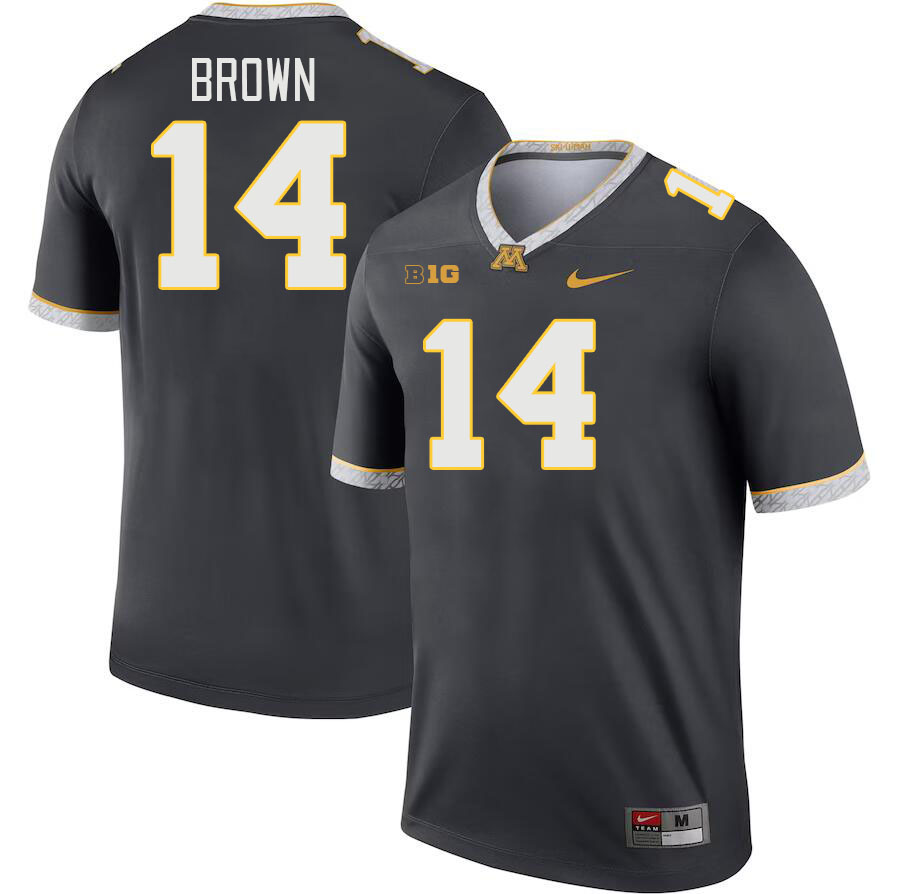 Men #14 Kerry Brown Minnesota Golden Gophers College Football Jerseys Stitched-Charcoal - Click Image to Close